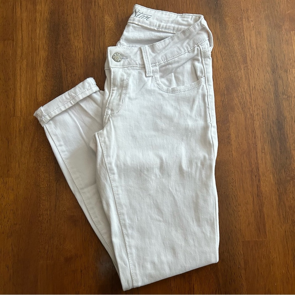 Rockstar White Jeans | Women Size 4 | Mid Rise Stretch Denim | Old Navy